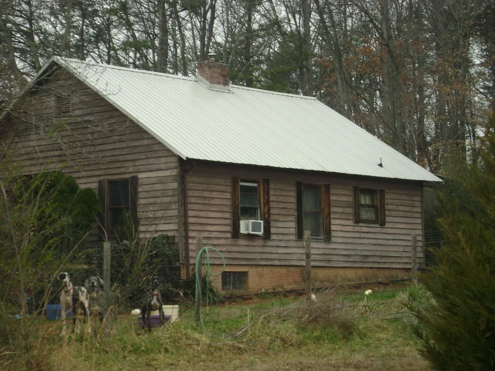 White metal roof on an old wood sided farmhouse, from a Asphalt Shingle Roof Repair job in Alexander